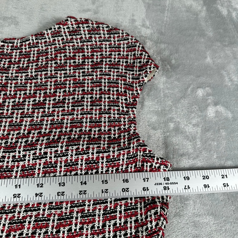 St. John Tweed Sheath Dress Women 10 Red Black White Knit Old Money Quiet Luxury - Picture 4 of 9